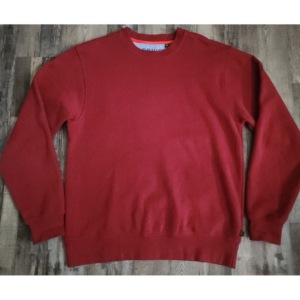 Orvis Sweatshirt Mens Medium Red Crewneck Fleece Pullover Fly Fishing Logo - Picture 1 of 9